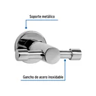 Gancho doble metálico cromo para toallas, FOSET ELEMENT 2