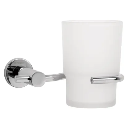 Portavaso cepillero cromo con vaso de vidrio, FOSET ELEMENT