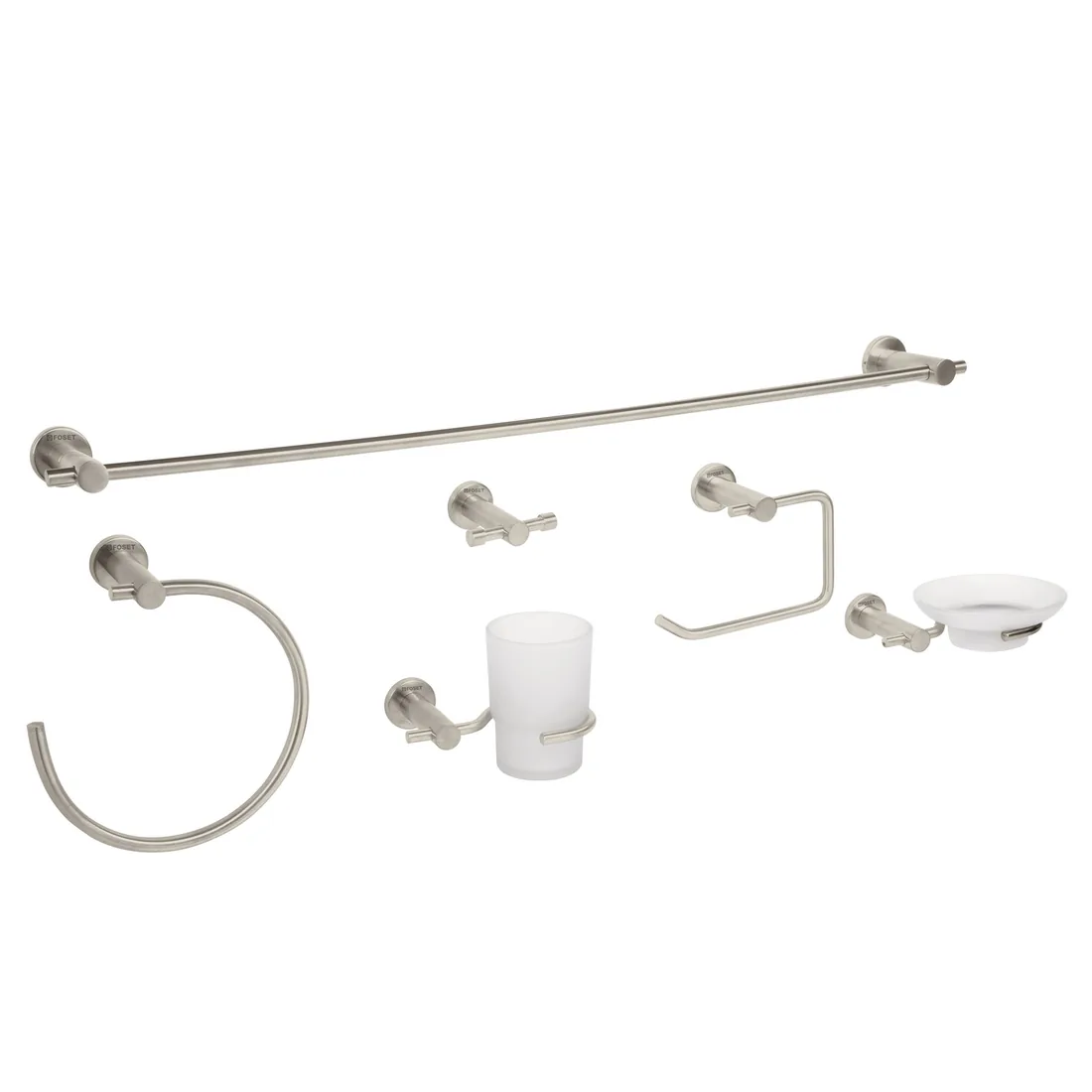 Juego de 6 accesorios para baño acabado satín, FOSET ELEMENT
