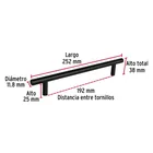 Jaladera de acero, 192mm, línea Cilindro, negro, HERMEX 3
