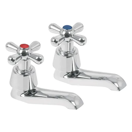 Juego 2 llaves individuales para lavabo, cromo, cruceta,AQUA