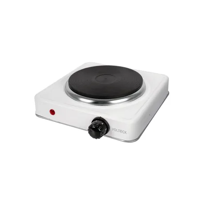 Parrilla eléctrica 1 quemador de disco, blanca, VOLTECK