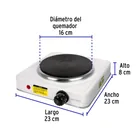 Parrilla eléctrica 1 quemador de disco, blanca, VOLTECK 3