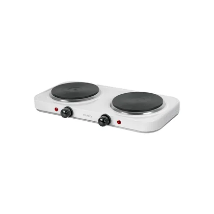 Parrilla eléctrica 2 quemadores de disco, blanca, VOLTECK