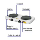 Parrilla eléctrica 2 quemadores de disco, blanca, VOLTECK 2