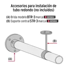 Soporte central para tubo redondo de clóset, cromo brillante 4