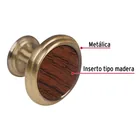 Perilla metálica, latón antiguo, inserto madera, HERMEX 2