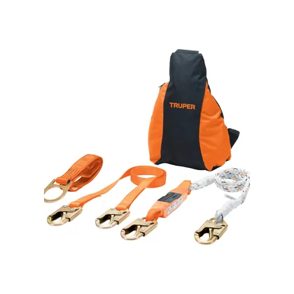 Kit contra caídas con arnés de tres anillos, ANSI, TRUPER