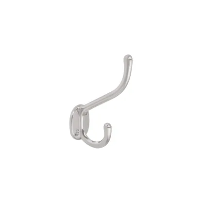 Gancho doble largo y corto tipo perchero, 11 cm, cromo mate