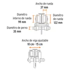 Trole de carga 2 ton para vigas IPS e IPR, ajustable, TRUPER 4
