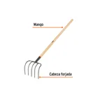 Cultivador forjado, 5 dientes, mango de madera 60', TRUPER 2