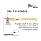 Hacha europea 1000 g, mango hickory 28', TRUPER 2