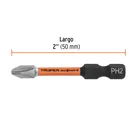 Estuche con 50 puntas de cruz PH2 de impacto largo 2' 4