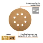 Paquete con 5 discos de lija 5' grano 220, 8 perforaciones 2