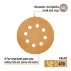 Paquete con 5 discos de lija 5' grano 400, 8 perforaciones 2