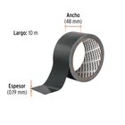 Cinta negra para ducto 10 m x 48 mm, espesor 0.19 mm, TRUPER 3