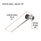 Estaca metálica universal 8' dos vías, para aspersor, TRUPER 3