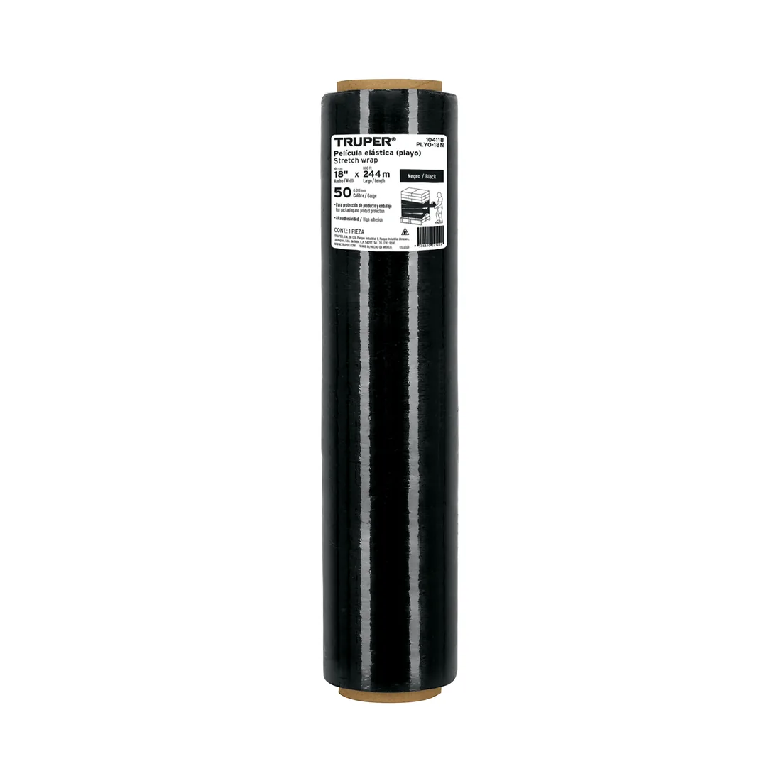 Rollo de 244m película plástica negra playo, 18', cal 50