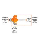 Broca para router, pecho paloma, 1-3/8' con balero, TRUPER 3