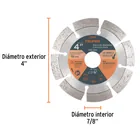 Disco de diamante de 4' x 2.1 mm, rin segmentado, TRUPER 3