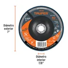 Disco laminado 7', grano 40 centro 7/8', fibra, TRUPER 3