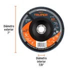 Disco laminado 7', grano 60 centro 7/8', fibra, TRUPER 3