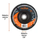 Disco laminado 7', grano 80 centro 7/8', fibra, TRUPER 3