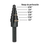 Broca escalonada óxido negro 6 escalones 3/16' a 1/2',Truper 3