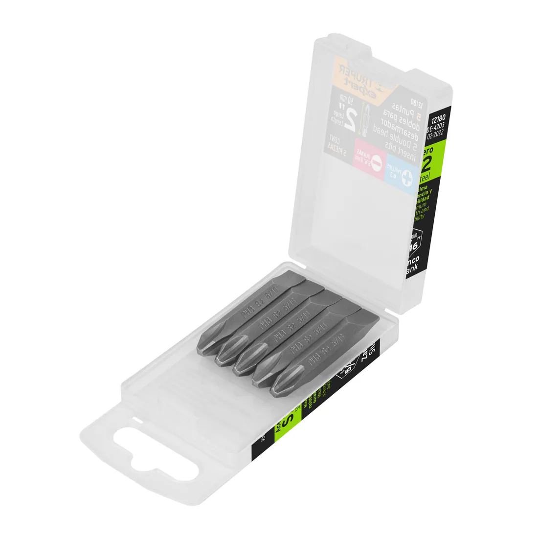 Estuche con 5 puntas dobles PH3 y 5/16' largo 2', EXPERT