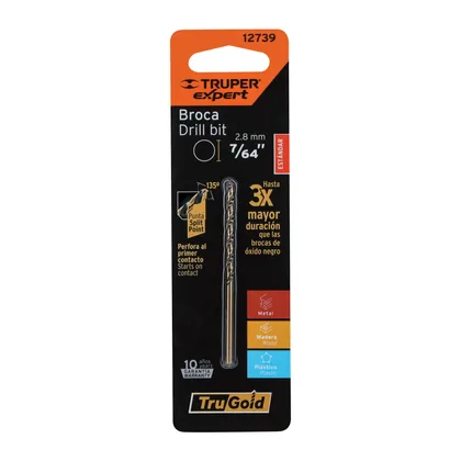 Broca HSS 7/64' Trugold para metal en blíster, EXPERT