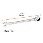 Llave combinada con matraca 9 mm x 146 mm largo, EXPERT 2