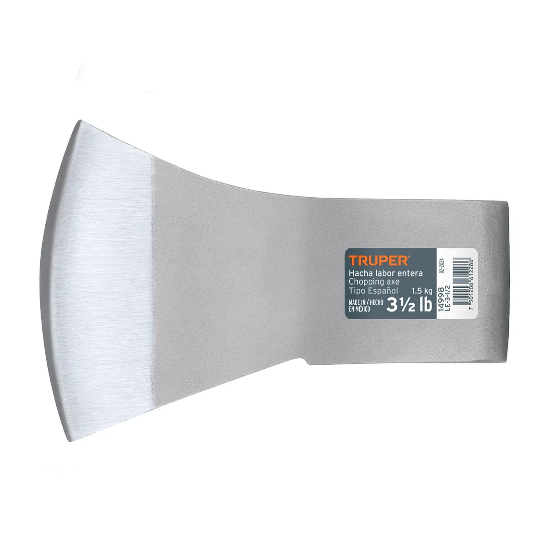Hacha labor entera 3-1/2 lb, sin mango, TRUPER