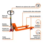 Patín traspaleta 2.5 ton con ruedas de poliuretano, TRUPER 6