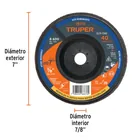 Disco laminado 7' grano 40 centro 7/8', plástico, TRUPER 3
