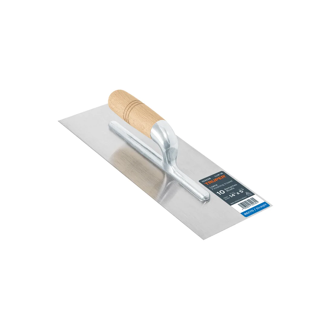 Llana 14' canto recto, 10 remaches, mango madera, TRUPER