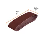1 banda de lija 3 x 21' óxido de aluminio grano 36, 5 pzs 2