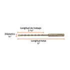 Broca SDS Plus 1/4 x 6', TRUPER 4