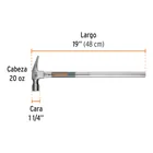 Martillo tubular pulido 20 oz uña recta, TRUPER 3