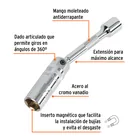 Dado p/bujías cuadro 3/8' articulado 5/8', extensión 6' 2