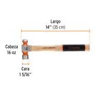 Martillo pulido de bola 16 oz mango hickory, TRUPER Grip 3