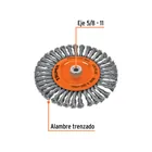 Carda circular 8' alambre trenzado, eje 5/8'-11, TRUPER 2