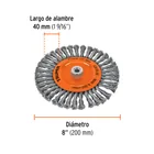 Carda circular 8' alambre trenzado, eje 5/8'-11, TRUPER 3
