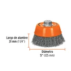 Carda copa 5' alambre ondulado grueso, eje 5/8'-11, TRUPER 3