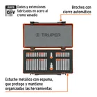 Juego 42 puntas 1/2' y 3/8' de 75 y 30 mm estuche metálico 3