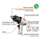 Kit de llave (pistola) de impacto 1/2' ind, estuche plástico 9