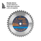 Disco sierra 8-1/4' para madera, 40 dientes centro 5/8' 2