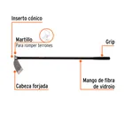 Azadón oreja y martillo No. 2 de 2.8 lb, mango de fibra 54' 2