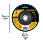 Disco laminado 7', grano 40 centro 7/8', fibra, PRETUL 4