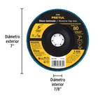 Disco laminado 7', grano 80 centro 7/8', fibra, PRETUL 5