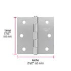 Bisagra cuadrada 2-1/2', acero satinado, cabeza plana, BASIC 3